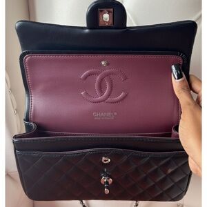 Chanel Black and Burgundy Quilted Shoulder Bag